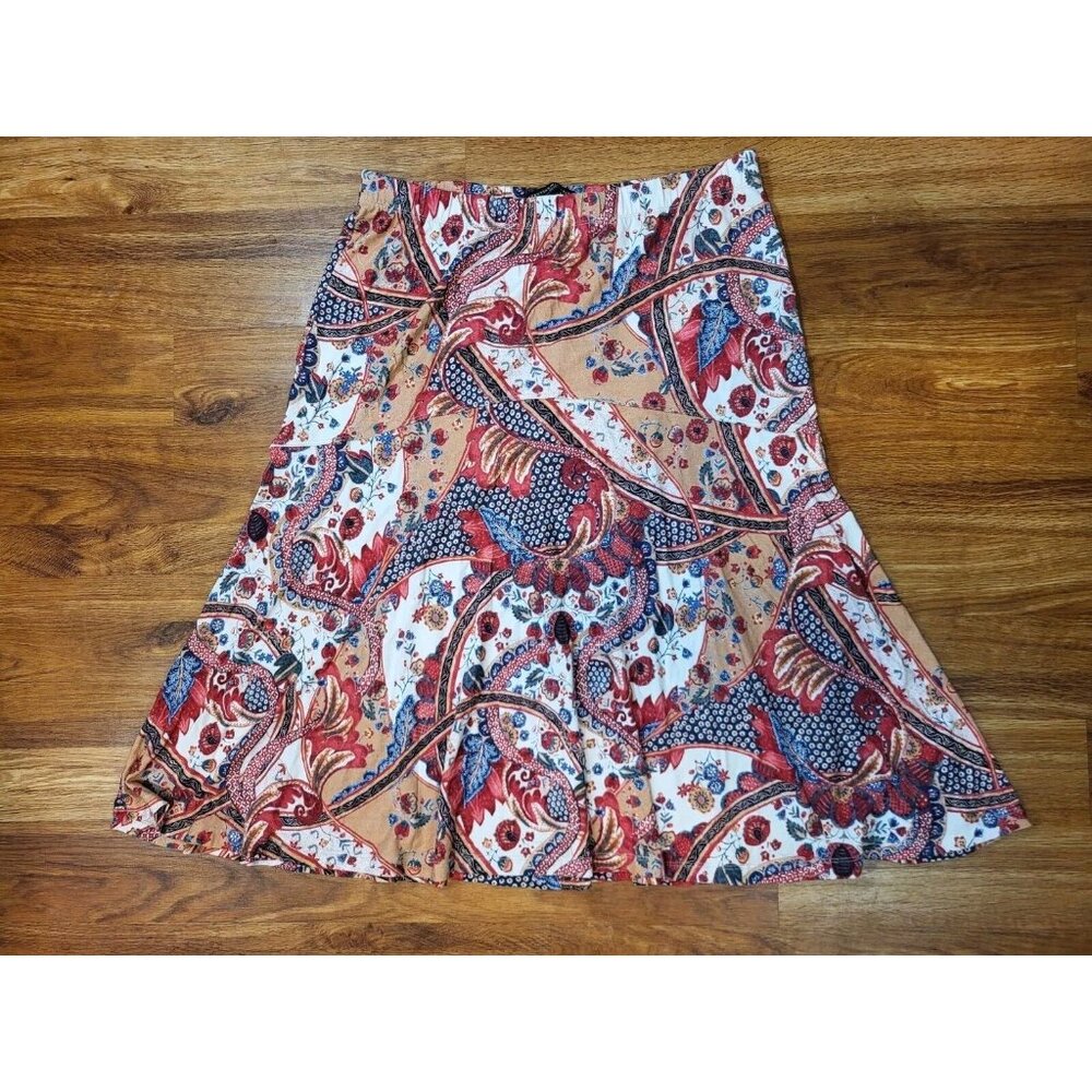 Peruvian Connection Sizs Large Pull On Midi Flora… - image 1